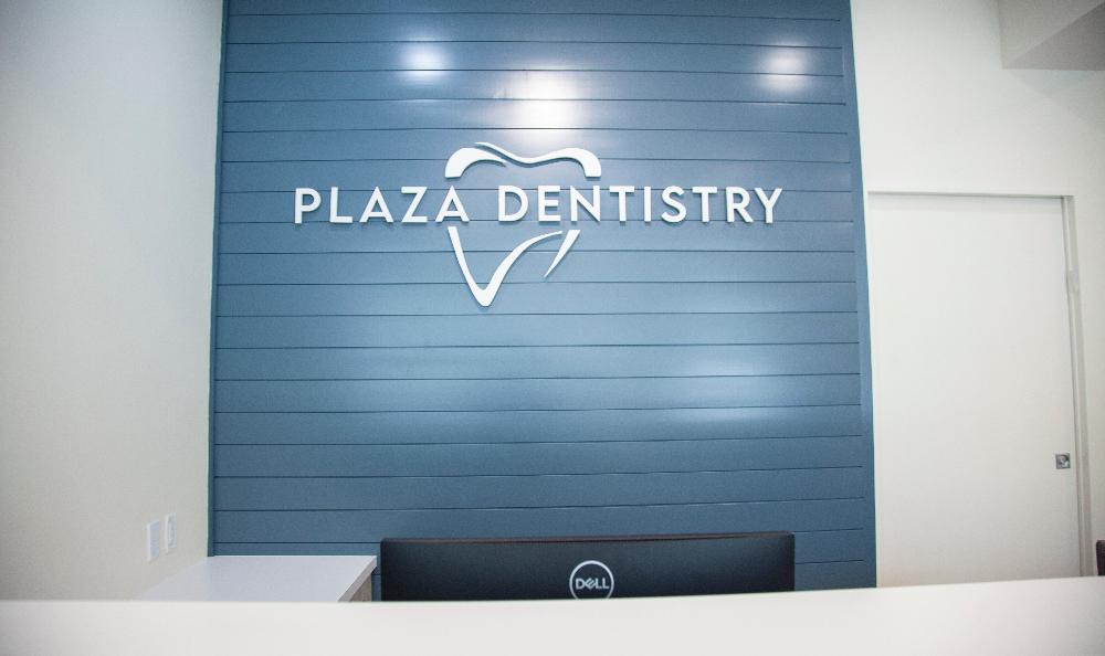 plaza dentistry signage interior | veneers teaneck nj